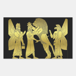 Lion Hunt Rechthoekige Sticker