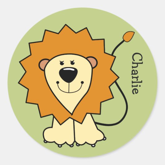 Lion illustratie aangepaste naam kinderen stickers (Voorkant)
