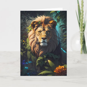 Lion impressionnant dans la jungle Carte