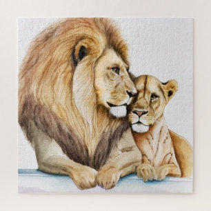 Lion in Love Lion Couple Foto van Lion Lover Legpuzzel
