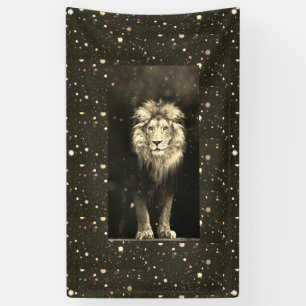 LION IN SNEEUWBanner MET GROMMETEN Spandoek