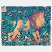 Lion in The Forest, William Morris Fleece Deken (Voorkant (Horizontaal))