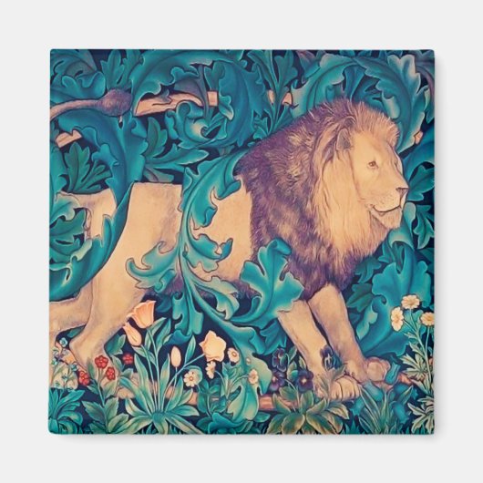 Lion in The Forest, William Morris Magneet (Voorkant)