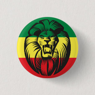 Lion Jah Rastafari Rasta Reggae Roots Button