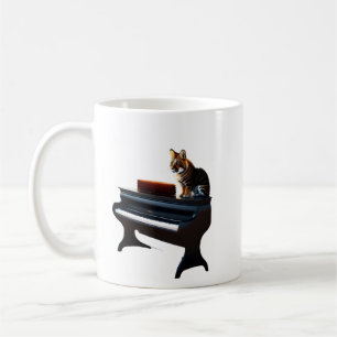 lion jouant de la tasse de café au piano
