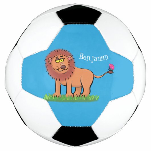 Lion joyeux avec dessin animé de papillon (Devant)