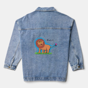 Lion joyeux avec dessin animé de papillon
