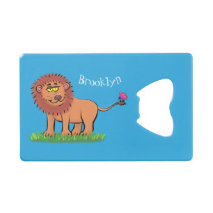 Lion joyeux avec dessin animé de papillon