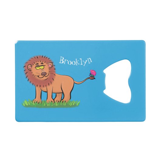 Lion joyeux avec dessin animé de papillon (Devant (Horizontal))