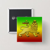 Lion Judah Lion Reggae Vierkante Button 5,1 Cm (Voorkant /achterkant)