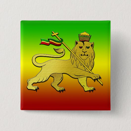 Lion Judah Lion Reggae Vierkante Button 5,1 Cm (Voorkant)