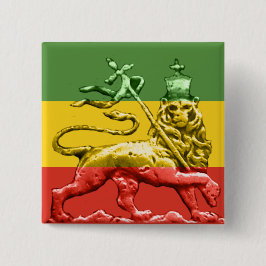Lion Judah Rasta Reggae Colors Vierkante Button 5,1 Cm