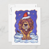 Lion Kerstmis Feestdagenkaart (Voorkant / Achterkant)