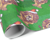 Lion Kerstmis op groen Cadeaupapier (Rol Hoek)
