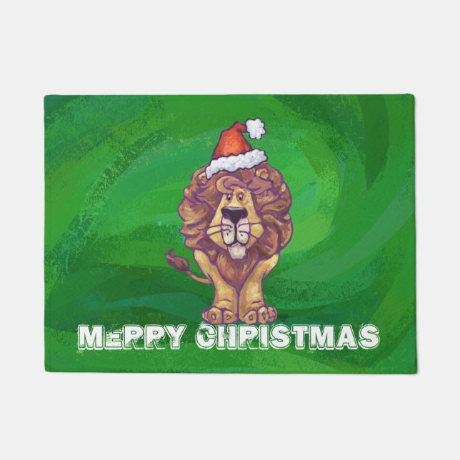 Lion Kerstmis op groen Deurmat (Voorkant)
