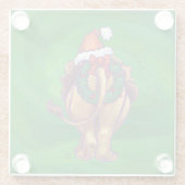Lion Kerstmis op groen Glazen Onderzetter (Achterkant)