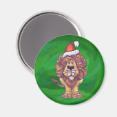 Lion Kerstmis op groen Magneet (Voorkant / Achterkant)