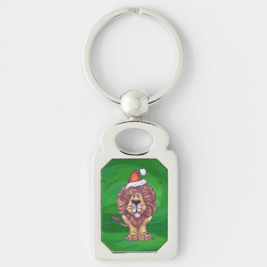 Lion Kerstmis op groen Sleutelhanger (Voorkant)