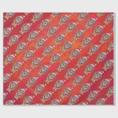 Lion Kerstmis op rood Cadeaupapier (Vlak)