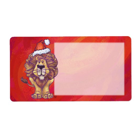 Lion Kerstmis op rood Etiket (Voorkant)