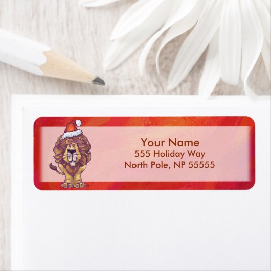 Lion Kerstmis op rood Etiket (Insitu)