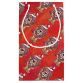 Lion Kerstmis op rood Klein Cadeauzakje (Achterkant)