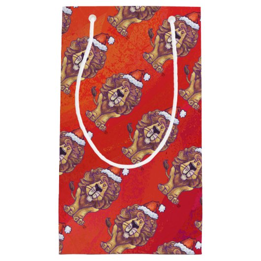 Lion Kerstmis op rood Klein Cadeauzakje (Voorkant)