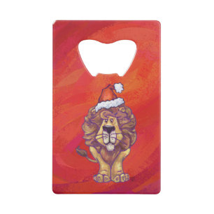 Lion Kerstmis op rood Kredietkaart Flessenopener