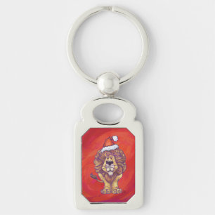 Lion Kerstmis op rood Sleutelhanger