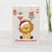 Lion Kerstmis Winterdieren Lions Holiday C Feestdagen Kaart (Voorkant)