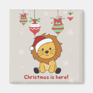 Lion Kerstmis Winterdieren Lons Magnet Magneet