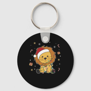 Lion Kerstmis Winterdieren Lons Sleutelhanger