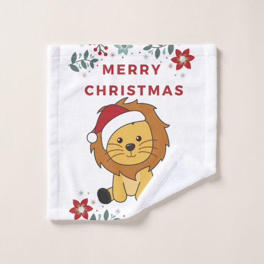 Lion Kerstmis Winterdieren Lons Washandje (Wasdoekje)