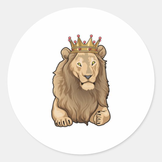 Lion King Crown Ronde Sticker (Voorkant)