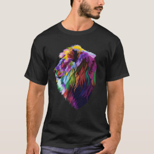 Lion kleurrijke Geometrische leeuw op pop kunststi T-shirt