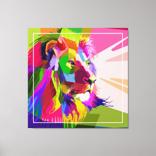Lion Kleurrijke Prismatische Pop Art Design-62501 Canvas Afdruk