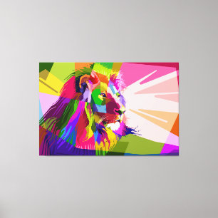 Lion Kleurrijke Prismatische Pop Art Design-62501 Canvas Afdruk