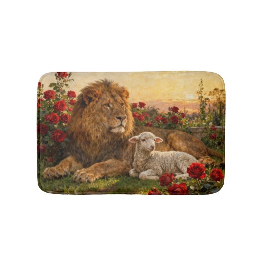 Lion & Lamb in the Roses Badmat (Voorkant)