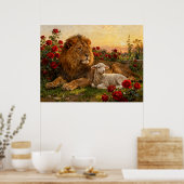 Lion & Lamb in the Roses Poster (Keuken)