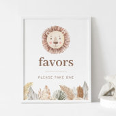 Lion Leaf Neutral Favors Sign Poster