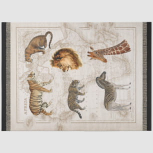 Lion Leopard Giraffe Afrika  kaart ontkoppeling Tissuepapier