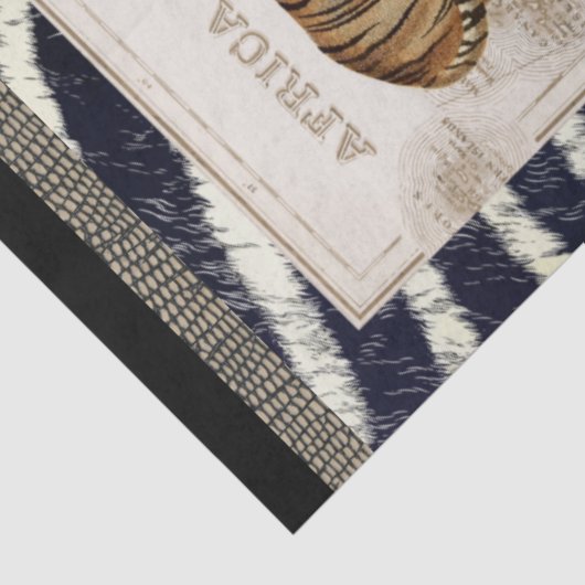 Lion Leopard Zebra Africa  Map Decoupage Tissuepapier (Detail)