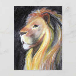 Lion Lion Profiel Leo Portrait Charcoal Tekening Briefkaart