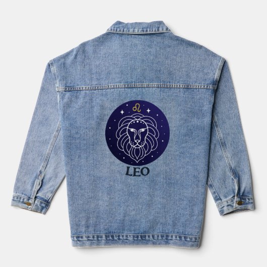 Lion Lion Zodiac Signet Design Denim Veste (Verso)