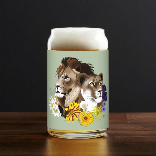 Lion Lionne Floral Vert