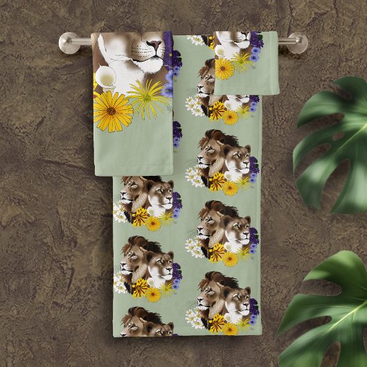 Lion Lionne Floral Vert