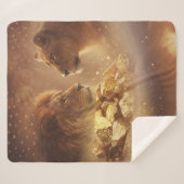 Lion & Lionne Gold Glow — Couverture Sherpa (Devant (Horizontal))