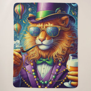 Lion/Louisiana Mardi Gras Sherpa Deken