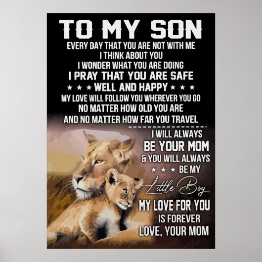 Lion Lover aan mijn zoon Lion Poster (Voorkant)