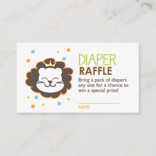 Lion Luier Raffle Ticket Informatiekaartje (Voorkant)